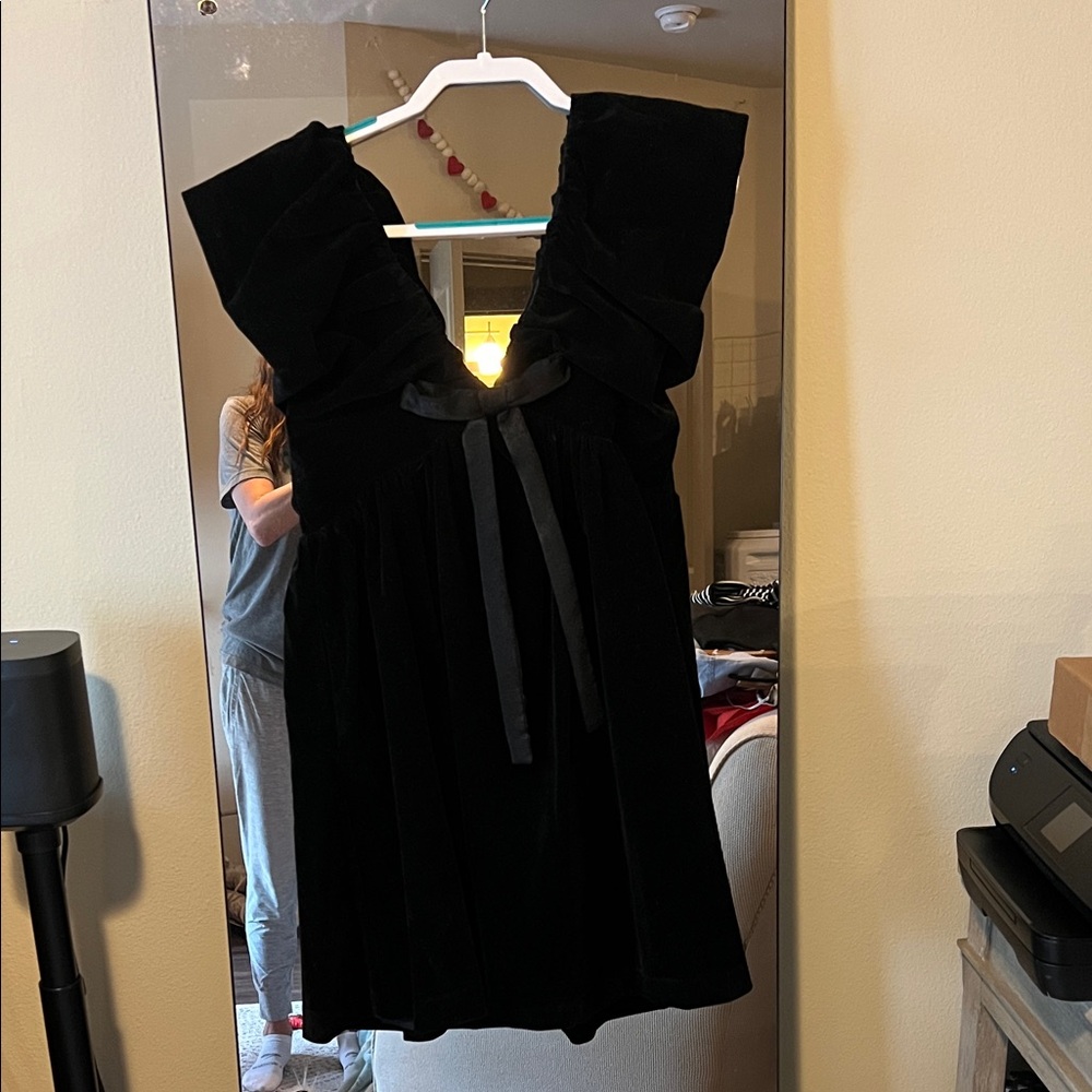 Endless Rose Black Velvet Bow-Front Mini Dress